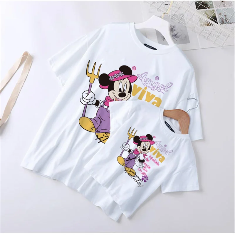 Sucediendo acortar marca Ropa a juego para la familia, camisetas de manga corta con estampado de Mickey  para mamá y niños, Harajuku para vacaciones de verano, Top de aspecto familiar  para niños y niñas|Trajes iguales