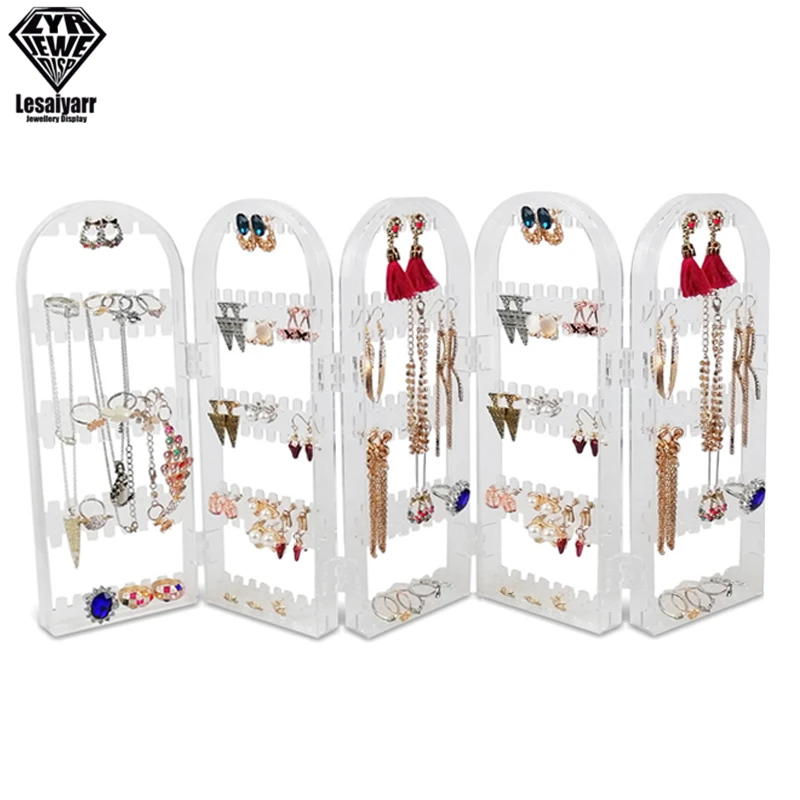2/3/4 Fans Panels Screen Folding Clear Earrings Studs Display Rack Necklace Jewelry Shelf Stand Holder Organizer Storage Box
									2/3/4 Fans Panels Screen Folding Clear Earrings Studs Display Rack Necklace Jewelry Shelf Stand Holder Organizer Storage Box 