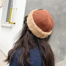 BCBG Повседневный однотонный замшевый свернутый плюшевый di zhu mao мужской и женский уличный толстый берет в Корейском стиле