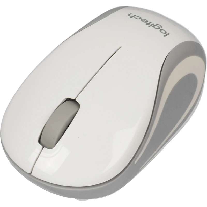 Мышь Logitech Mini M187 белый/серый оптическая(1000dpi) беспроводная USB для ноутбука(2but