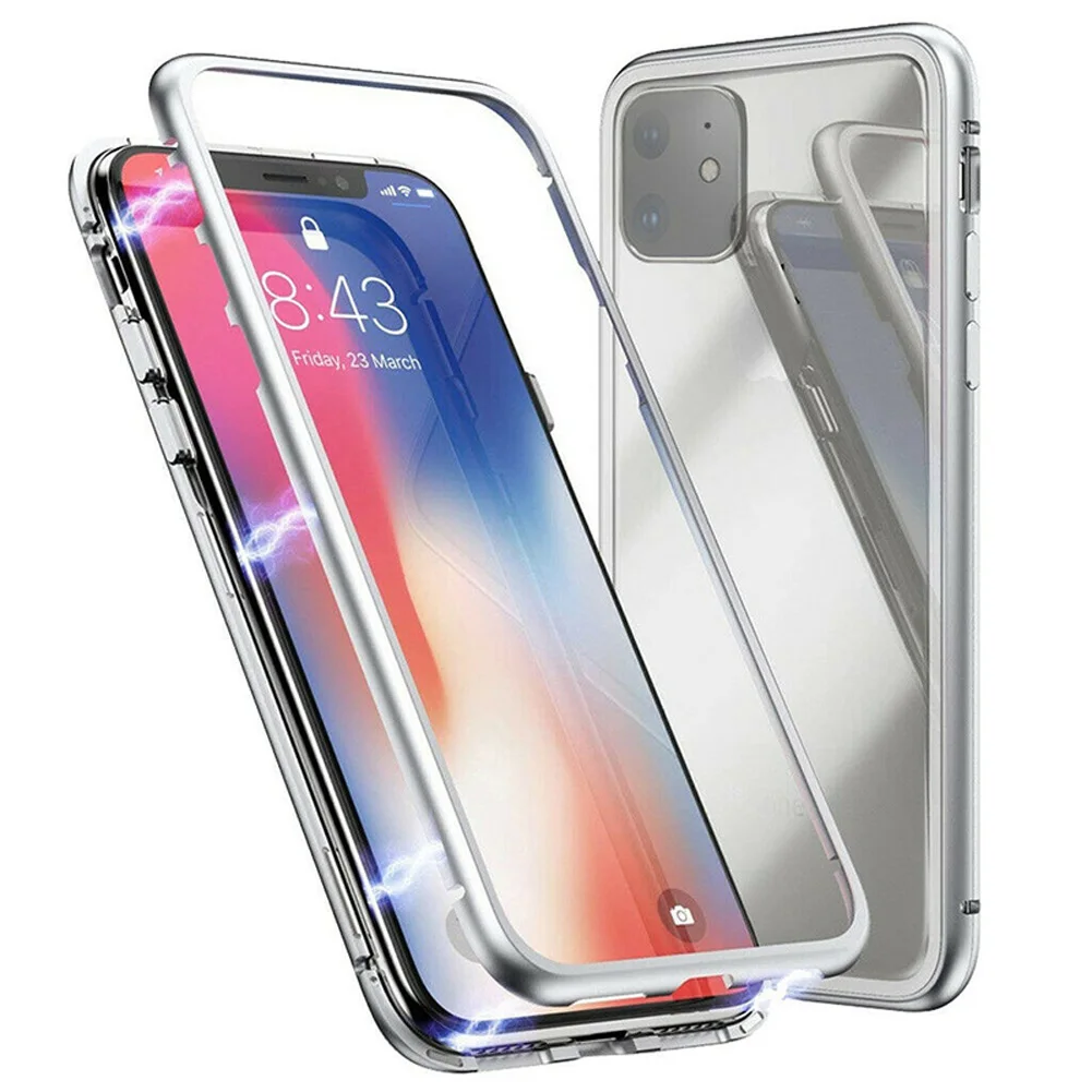 Чехол для мобильного телефона с магнитной адсорбцией из закаленного стекла для iPhone 11 Pro Max ND998 - Цвет: white iPhone 11