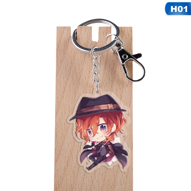 Japanese Anime Bungou Stray Dogs Keyrings Acrylic Cartoon Figure Car Key Chain Holder Keychain Jewelry Accessories Gift