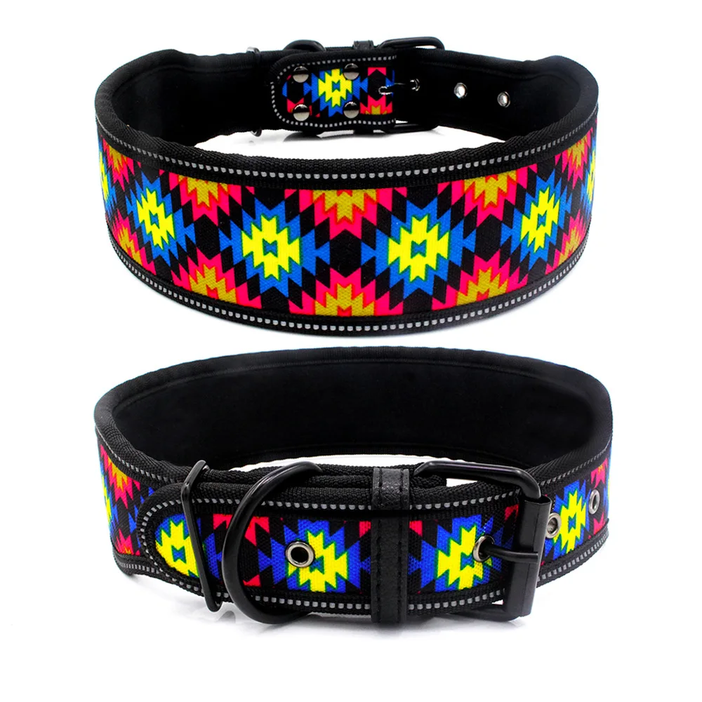 Nylon Dog Collar Reflective Adjustable Pet Collars for Medium Large Dogs S M L Size