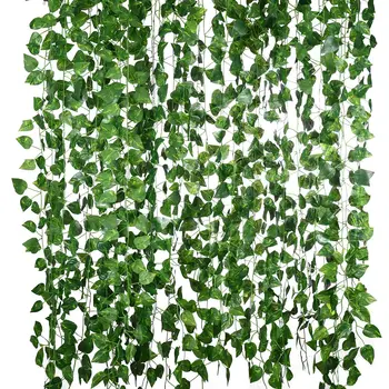 

IMIKEYA 18pcs Artificial Vines 50pcs Binding Ties Green Creeper Wreath Hanging Plants Garland Home Garden Wall Stairway Decor