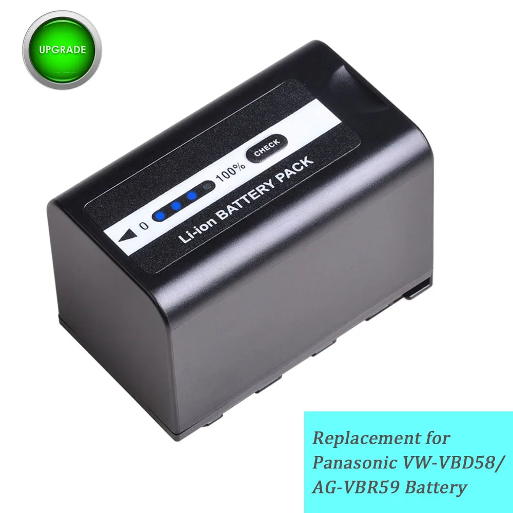 

VW-VBD58 AG-VBR59 Battery for Panasonic AJ-HPX260MC HPX265MC PX270 PX285MC PX298 AG-FC100 DVX200 with LED Power Indicator
