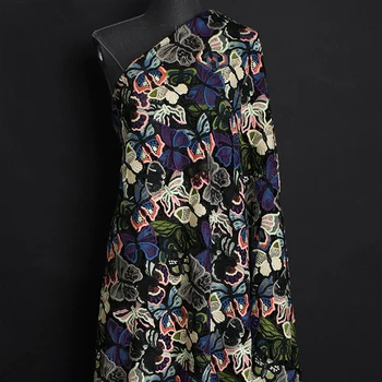 

118CM Wide 340G/M Butterfly Embroidered Polyester Cotton Fabric for Spring Autumn Spring Jacket Clothes Dress DE1218