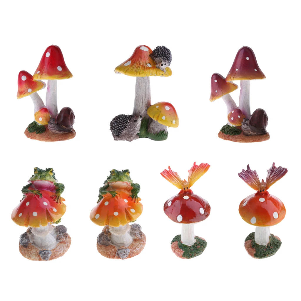 Miniature Cute Animal Mushroom Micro Landscape Terrariums Fairies Moss Garden Ornament Figurine Planter Bonsai Wedding Decor