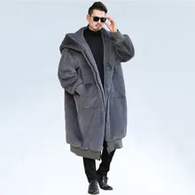 25 градусов новые меховые пальто зимние с капюшоном из искусственного меха мужские теплые на молнии Роскошная верхняя одежда мужские кожаные куртки длинное пальто большого размера