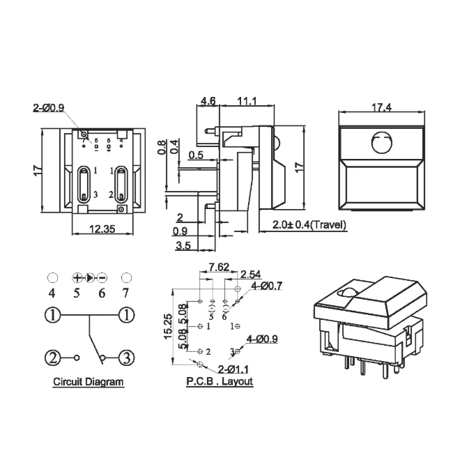 2 шт. PB86 B1 Singal лампа мгновенный 6Pin SPDT PCB широкая крышка Кнопка Такт переключатель