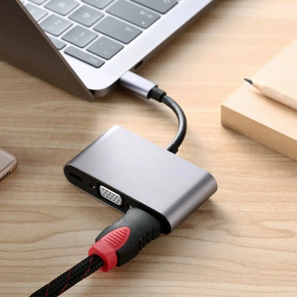 Портативный размер HDMI VGA USB3.0 OTG Женский зарядное устройство аудио-USB-C USB 3,1 type C OTG адаптер конвертер