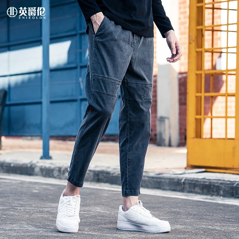 

Enjeolon Casual Cargo Pants Men's 2020 New Young Fashion Baggy Solid Color Pants KZ6793