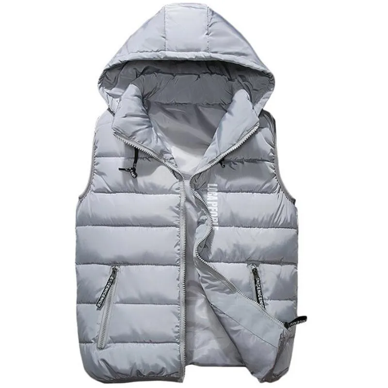 Fashion Men Vest Winter Men Brand Hooded Vest Male Fashion Cotton-Padded Waistcoat Jacket And Coat Warm Vest Cotton-Padded