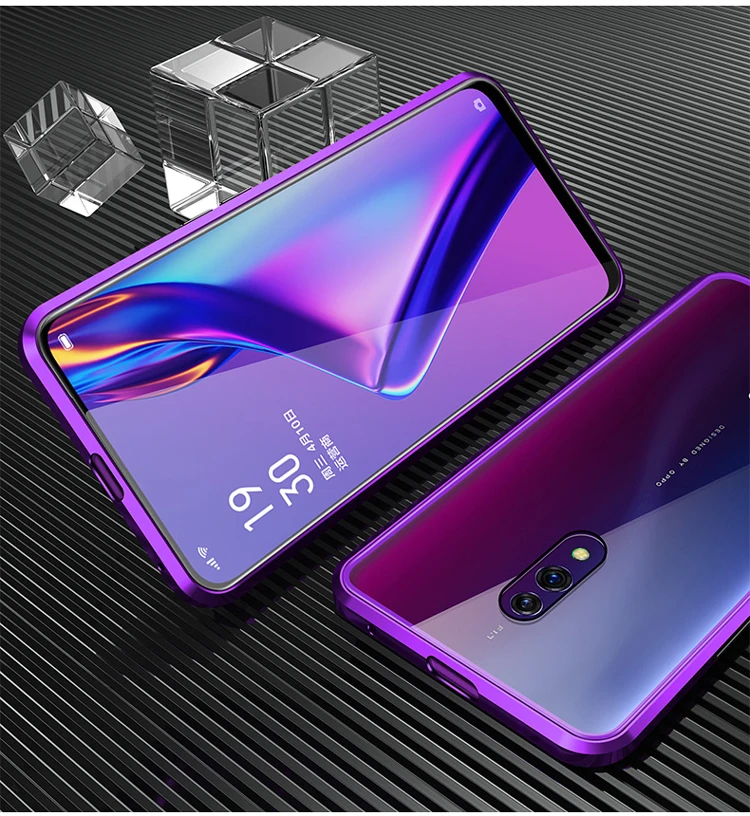 Для OPPO K3 магнитный металлический бампер чехол для OPPO Reno покрытие двойное стекло в рамке полный корпус чехол для OPPO K1 телефон чехол оболочка