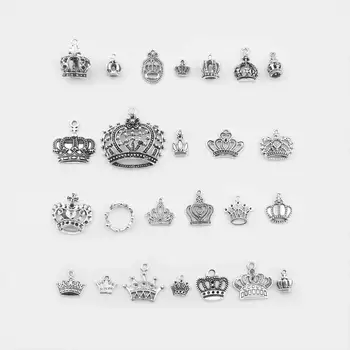 

25pcs/Lot Crown Charms Antique Silver Color Princess Crown Charms Pendants For Bracelets Imperial Crown Charms Making Jewelry
