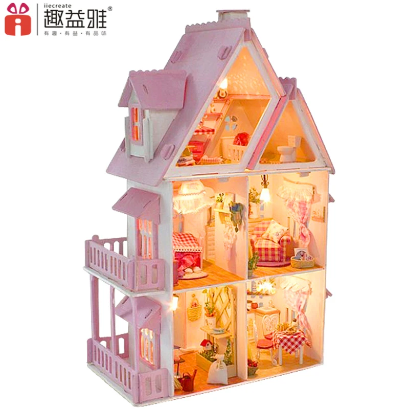 Миниатюрный Кукольный домик Рождественская семья головоломка мебель деревянный кукольный дом Diy Набор виллы игрушки для детей подарки на день рождения