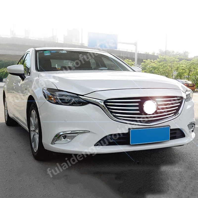 10 шт. для Mazda 6 Atenza- углеродное волокно ABS Хром Передняя Центральная решетка формовочная крышка отделка автомобильные аксессуары