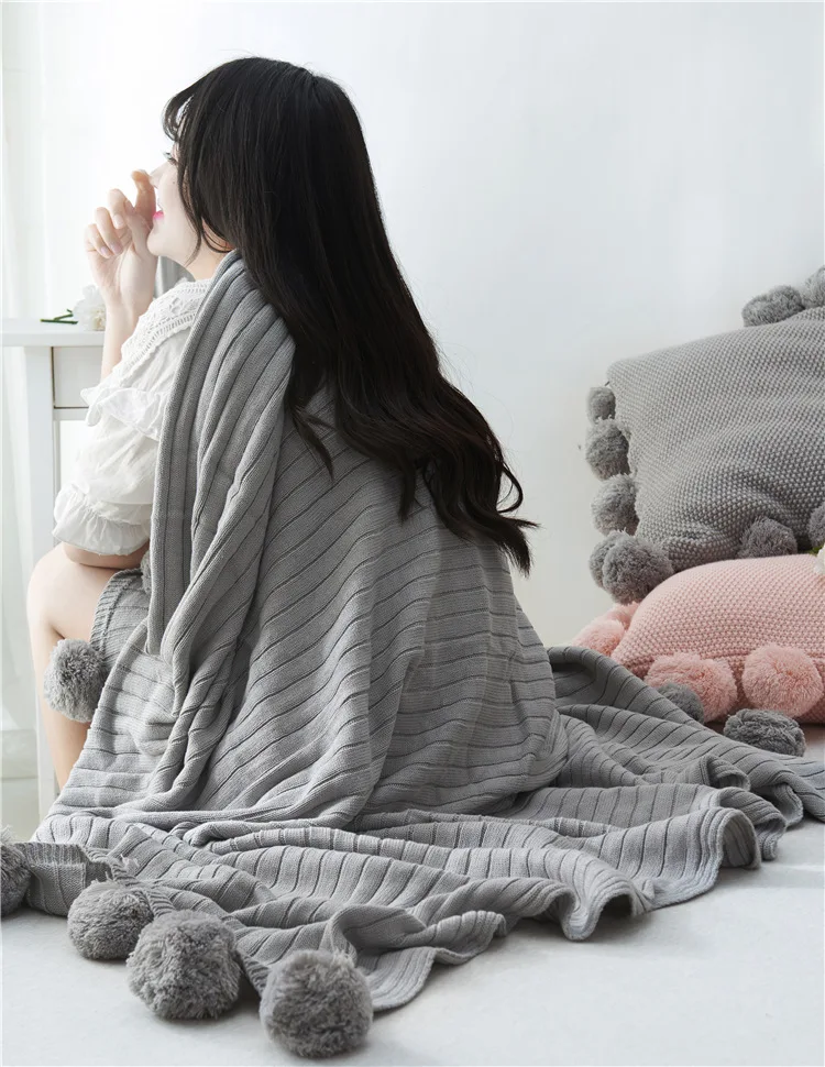 Мягкое хлопковое теплое милое одеяло с шаром для дома, диван, украшение кровати, одеяло