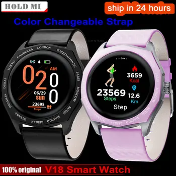 

V18 Smart Watch Women 1.22 Inch Full Round Touch Screen Color Changing Strap Heart Rate Monitoring Lady Smartwatch