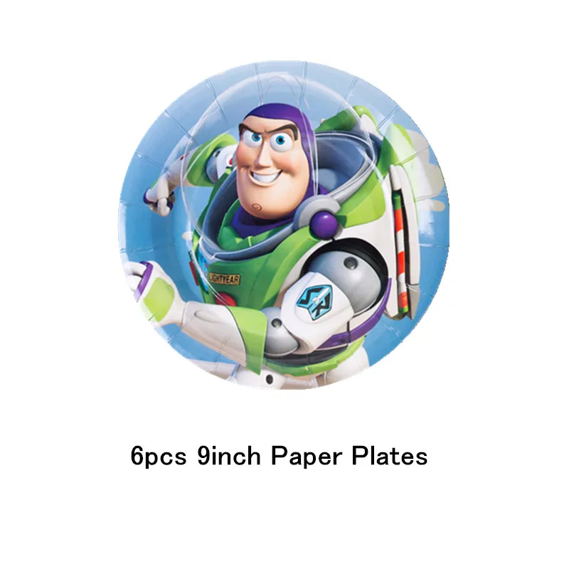 9inch Plate-6Pcs История игрушек мультфильма одноразовые бумажные салфетки баннер скатерть стакан с соломинкой тарелки детский душ День Рождения украшения принадлежности - Цвет: 9inch Plate-6Pcs
