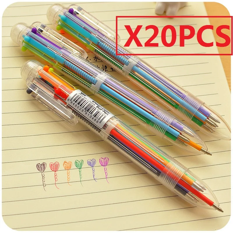 [4Y4A] 6-в-1 Творческий стильная футболка с изображением персонажей видеоигр многоцветный многофункциональная шариковая ручка нажимается масляная краска персонализировано канцелярские товары - Цвет: 20pcs