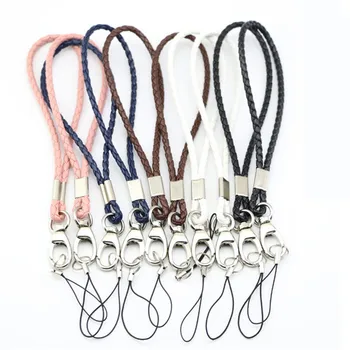 

10Pcs/lot Hot Selling Wrist Strap Braided Cord Metal Hooks Keychains Mobile phone Strap Charms Keyring Bag Accessories Key Ring