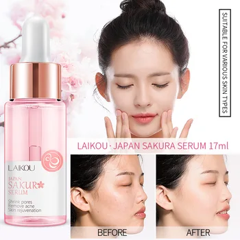 

LAIKOU Sakura Serum Japan Extract Essence Cherry Hyaluronatic Vitamin C Shrink Pores Remove Acne Skin Rejuvenation Face Eyes