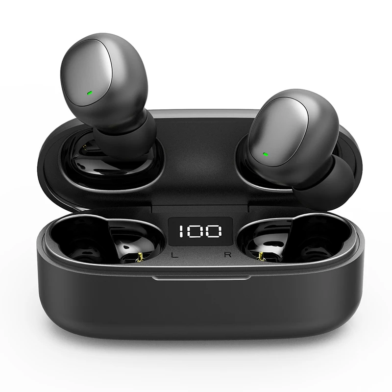 YTOM T3 TWS мини True Беспроводной Bluetooth 5,0 наушники с светодиодный дисплей Bass, хенд фри, наушники для спорта смартфонов pc Бег - Цвет: Черный