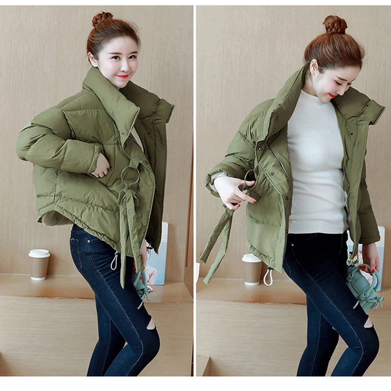 Женская короткая куртка Parkas Mujer зимняя куртка пальто модное осеннее однотонное Теплое повседневное пуховое пальто с подкладкой Женское пальто