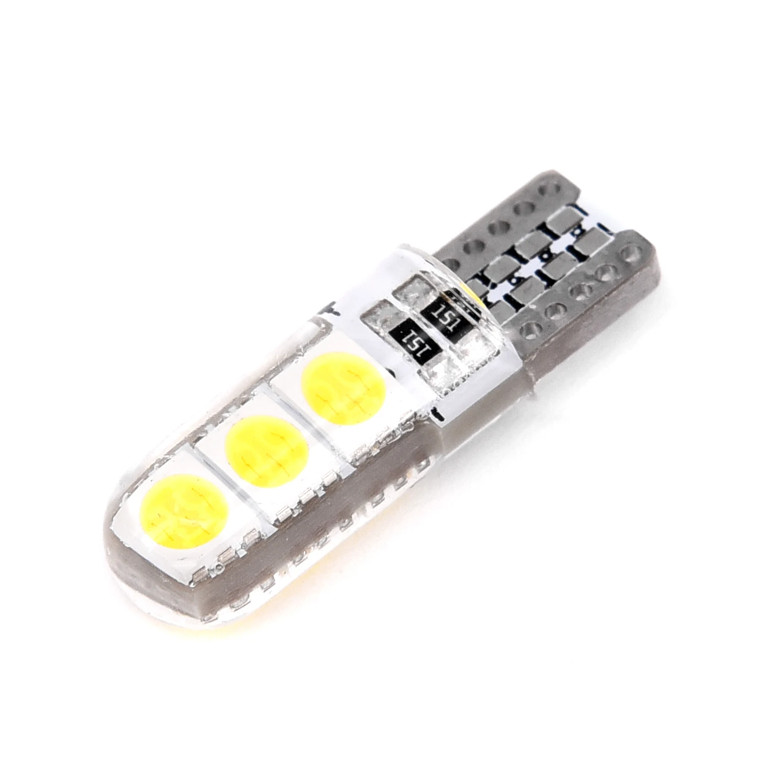 

Silicone Shell Canbus LED Lamp White 12V DC License Plate Dome 10pcs T10 194 W5W Car T10-5050-6SMD Super Bright