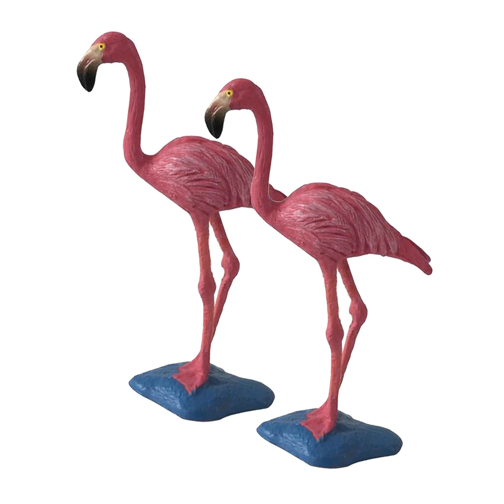 Set of 2 Red Flamingo Garden Statues, Durable Outdoor Sculptures Make Great Home Decor