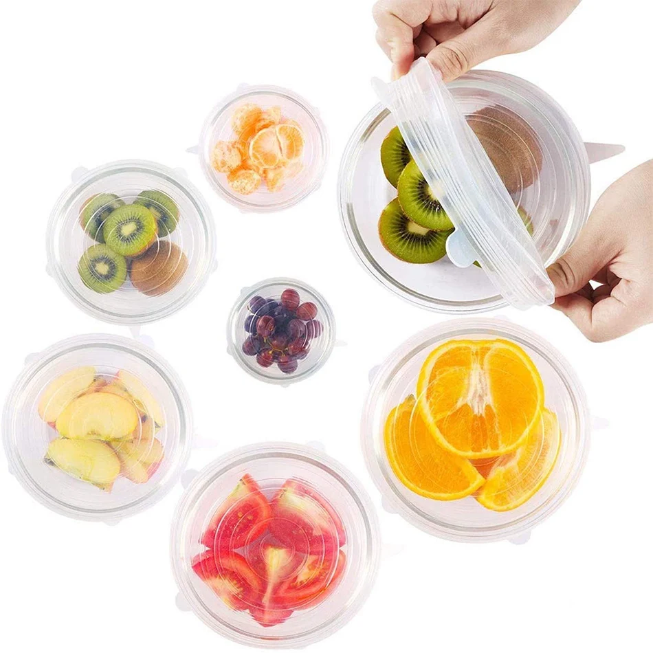 

Silicone Stretch Lids Reusable Durable Food Storage Covers for Bowl 6 Different Sizes to Meet Most Containers Dishwasher&Freezer