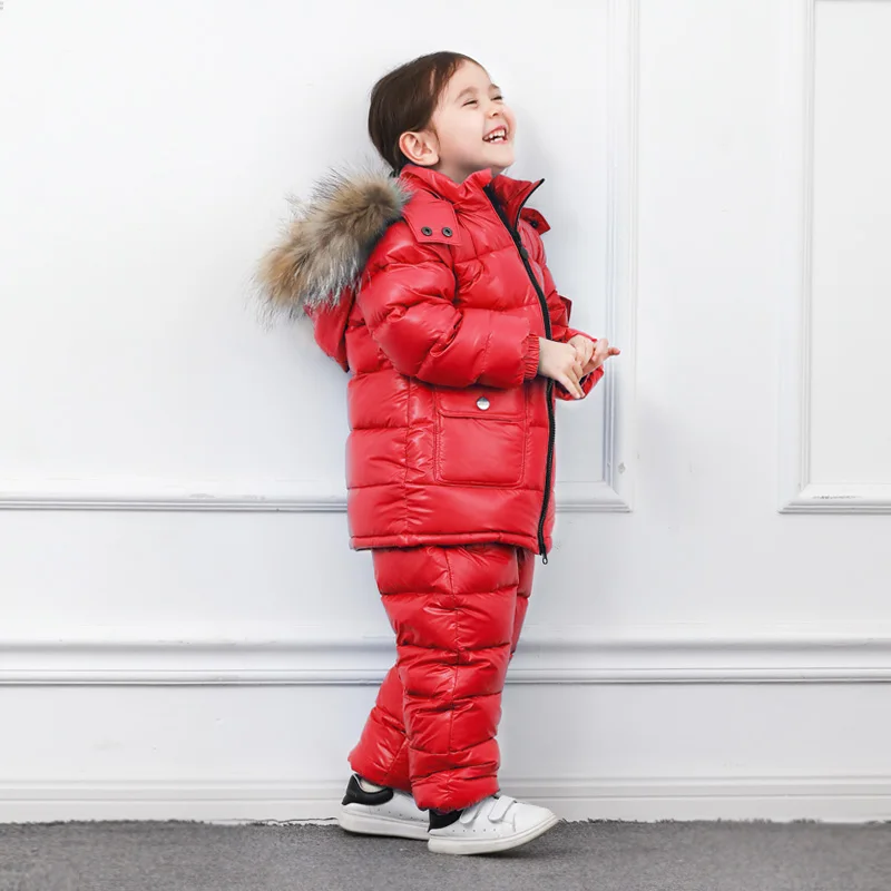 Новые зимние комплекты одежды для детей теплая парка для мальчиков и девочек пуховая куртка для маленьких девочек Детская куртка зимняя одежда Детский костюм - Цвет: Красный