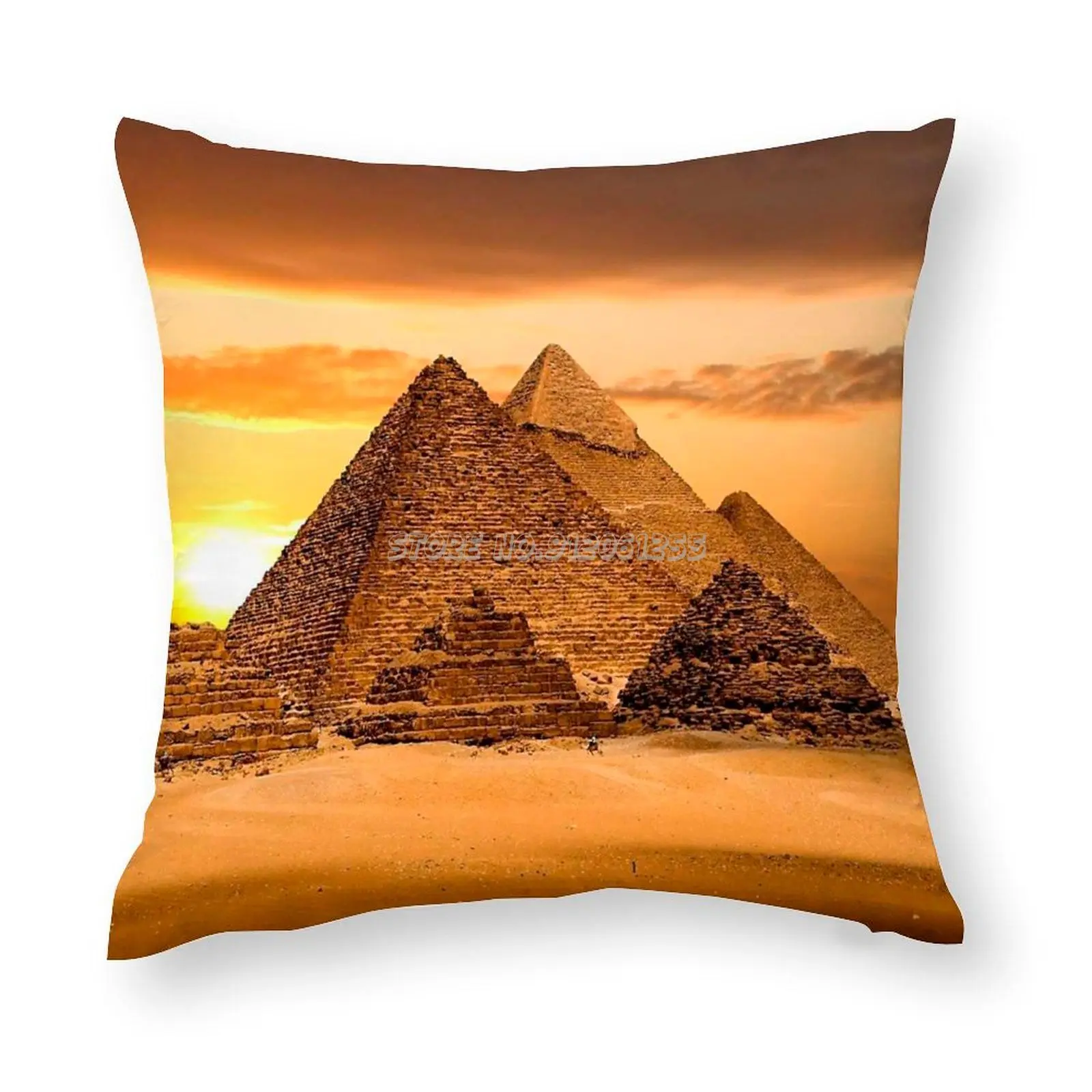 Egyptian Pillow Case Polyester Decorative Pillowcases Throw Cover Egypt Pyramid Pharaoh Giza Cairo Horus Ankh Go | Дом и сад