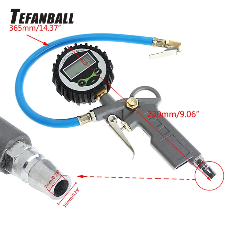 

Digital Tire Pressure Gauge Handle Grip Trigger Inflator 220PSI Car Tire Air Pressure Gauge Dial Meter Vehicle Inflation Gun