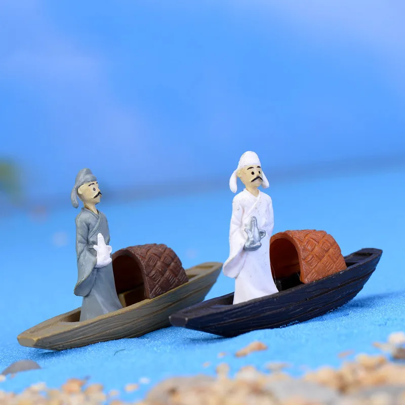 

Cartoon Raft Boat Ancient Poet Dolls Models Anime Figure DIY Daily Assembly Ornaments Crafts Materials Figma Gifts Toys for Kids