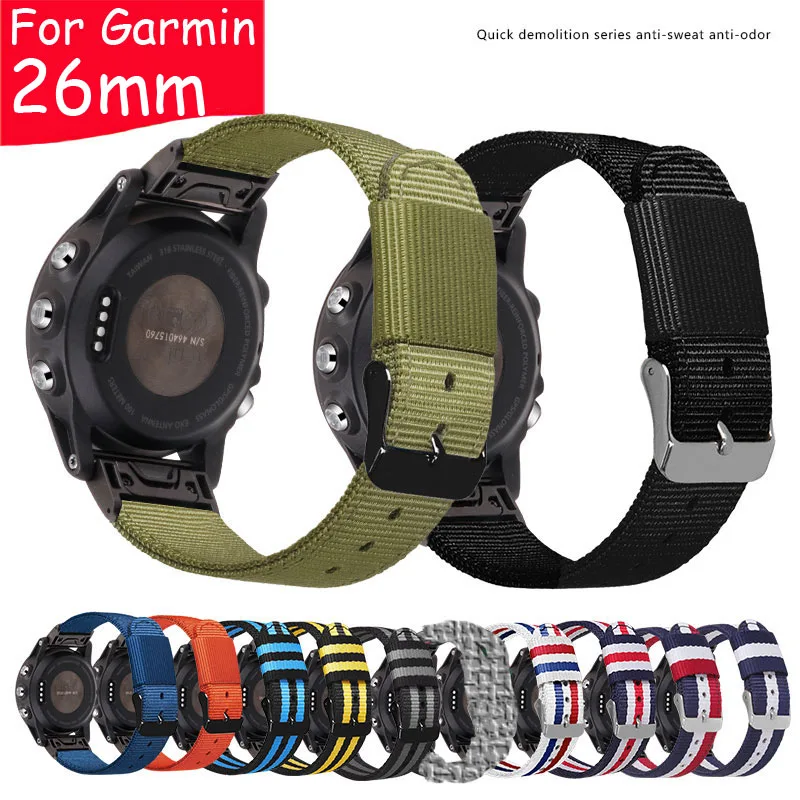 26 мм нейлоновый холщовый ремешок для часов Garmin Fenix 5x 6x Plus 3 hr sapphire Quaitx3 сменный