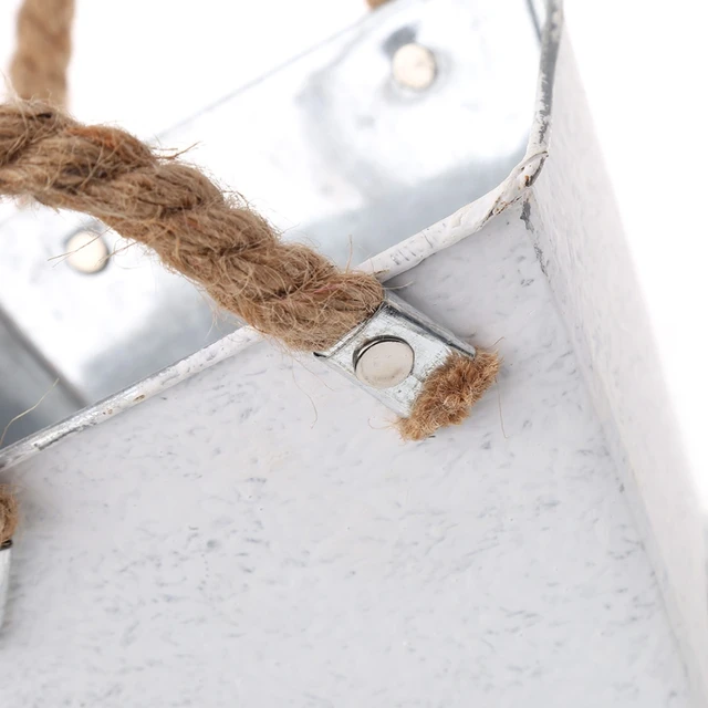 Kis Fém Vödrök Ültetvények Virág Dekoratív Vázák Kötélfogantyúkkal - Image 5