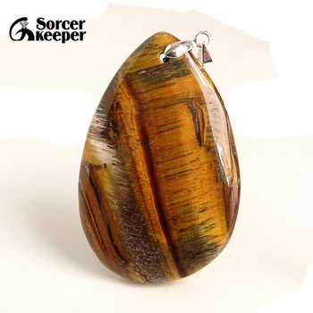 

Real Natural Iron Tiger Eye Stone Pendant Necklace Polished Drop Agates Slice Fashion Crystal Beads For Jewelry Making BA284