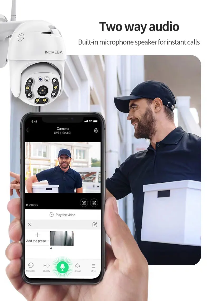 INQMEGA TUYA PTZ IP Камера на открытом воздухе Wi Fi 1080P и 3MP Беспроводной безопасности Cam