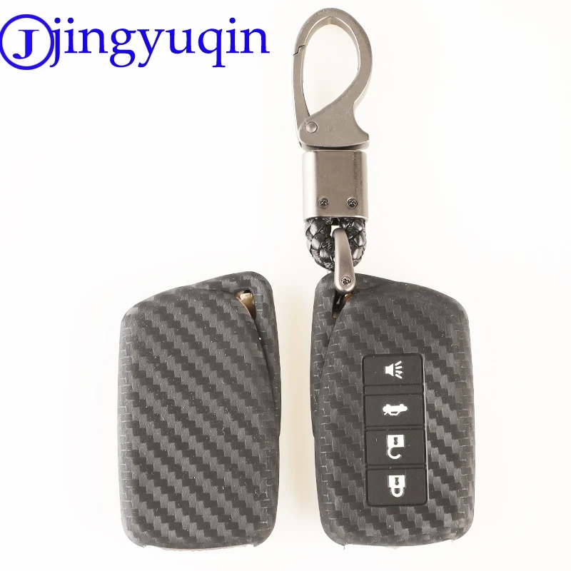 

jingyuqin Carbon Silicone Car Key Case Cover For Lexus IS ES GS NX GX RX LX RC 200 250 300 350 2014 2015 2016 4B