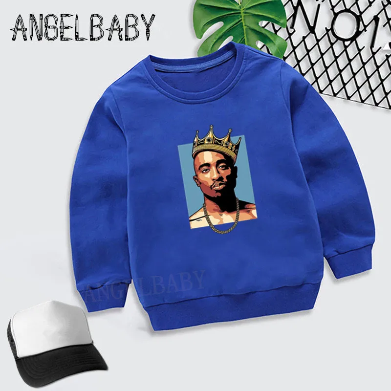 Дети Тупак 2pac Хип-хоп Swag толстовки с принтом детские осенние Топы Детская одежда из хлопка свитер для мальчиков и девочек KYT287 - Color: 287E-Blue