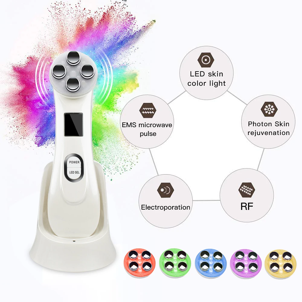 

5in1 RF&EMS Radio Mesotherapy Electroporation Face Beauty Pen Radio Frequency LED Photon Face Skin Rejuvenation Remover Wrinkle