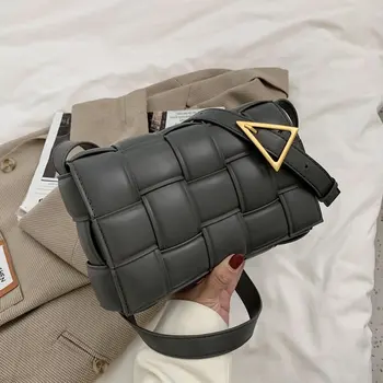 

2020 Solid Color Fashion Shoulder Handbags Female Travel Cross Body Bag Weave Small PU Leather Crossbody Bags For Women