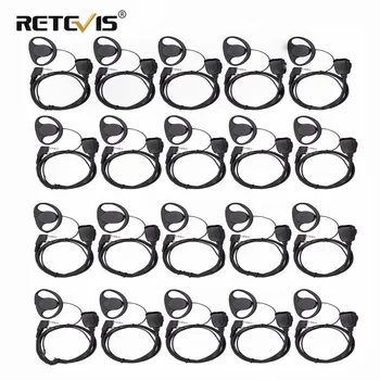 

20 pcs Walkie Talkie Headset D-type Earhook Earpiece PTT For Retevis For TYT For Kenwood Baofeng H777/RT22 UV-5R UV82 GT-3 Radio