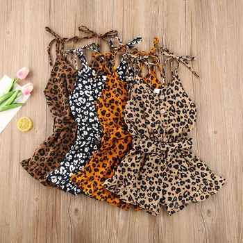 

SZYADEOU Summer Jumpsuit Toddler Baby Girls Sleeveless Leopard Print button Suspender Romper комбинезон детский Jumpsuit