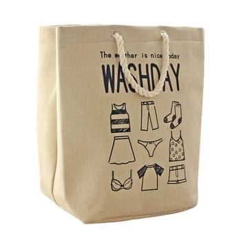 

Cotton linen Fabric Large Foldable Laundry Storage Bag Multifunctional Clothing Storage Bag Home Basket with Rope