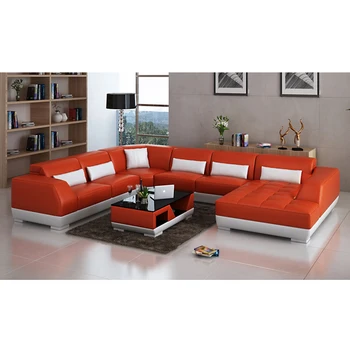 

Orange and black color leather sofa