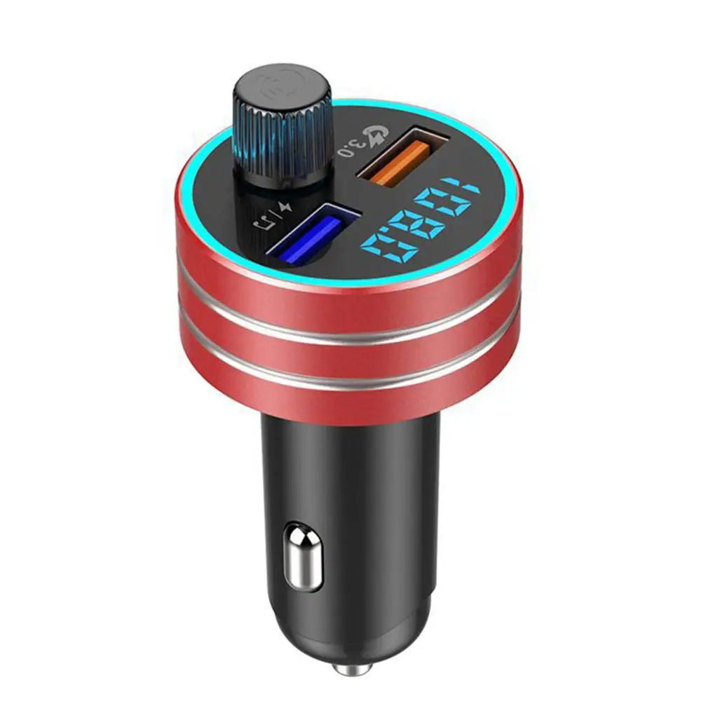 Беспроводной автомобильный Bluetooth fm-передатчик MP3 радио адаптер двойной USB быстрое зарядное устройство - Название цвета: Red