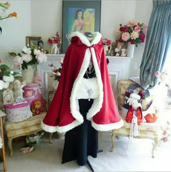 

Fancy Christmas Day Women Velvet Long Cloak Cape with Hooded for Halloween Cosplay Costumes