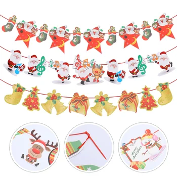 

6pcs Christmas Hanging Flags Deer Hanging Bunting Christmas Decorations for Home